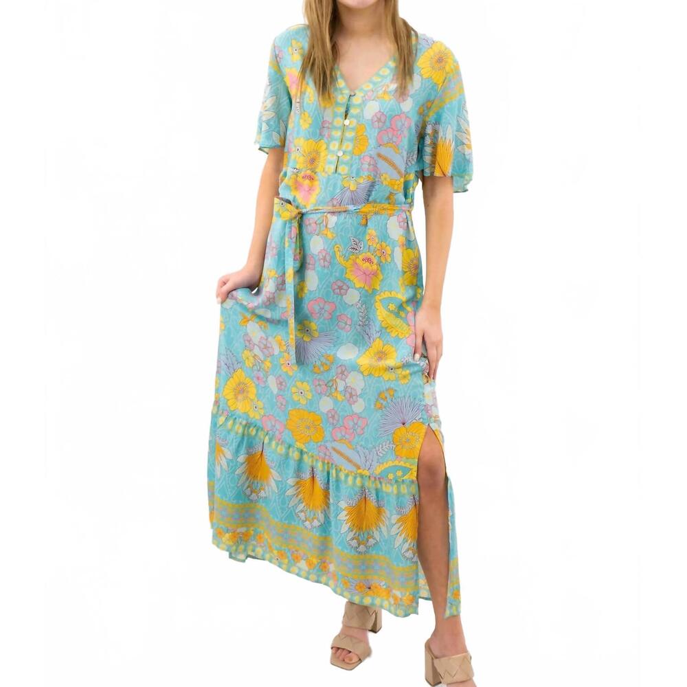 NEW SUNDAYUP floral v-neck midi dress in mint